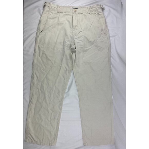 Vintage Marc Jacobs Men’s Pants Sz 34/34 Ivory Cotton/Linen Side Belts - Picture 1 of 8